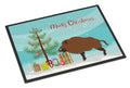 Wild Boar Pig Christmas Doormat Indoor Outdoor 24H X 36W Front Door Mat Rugs for Entryway, Non Slip Washable Low Pile,