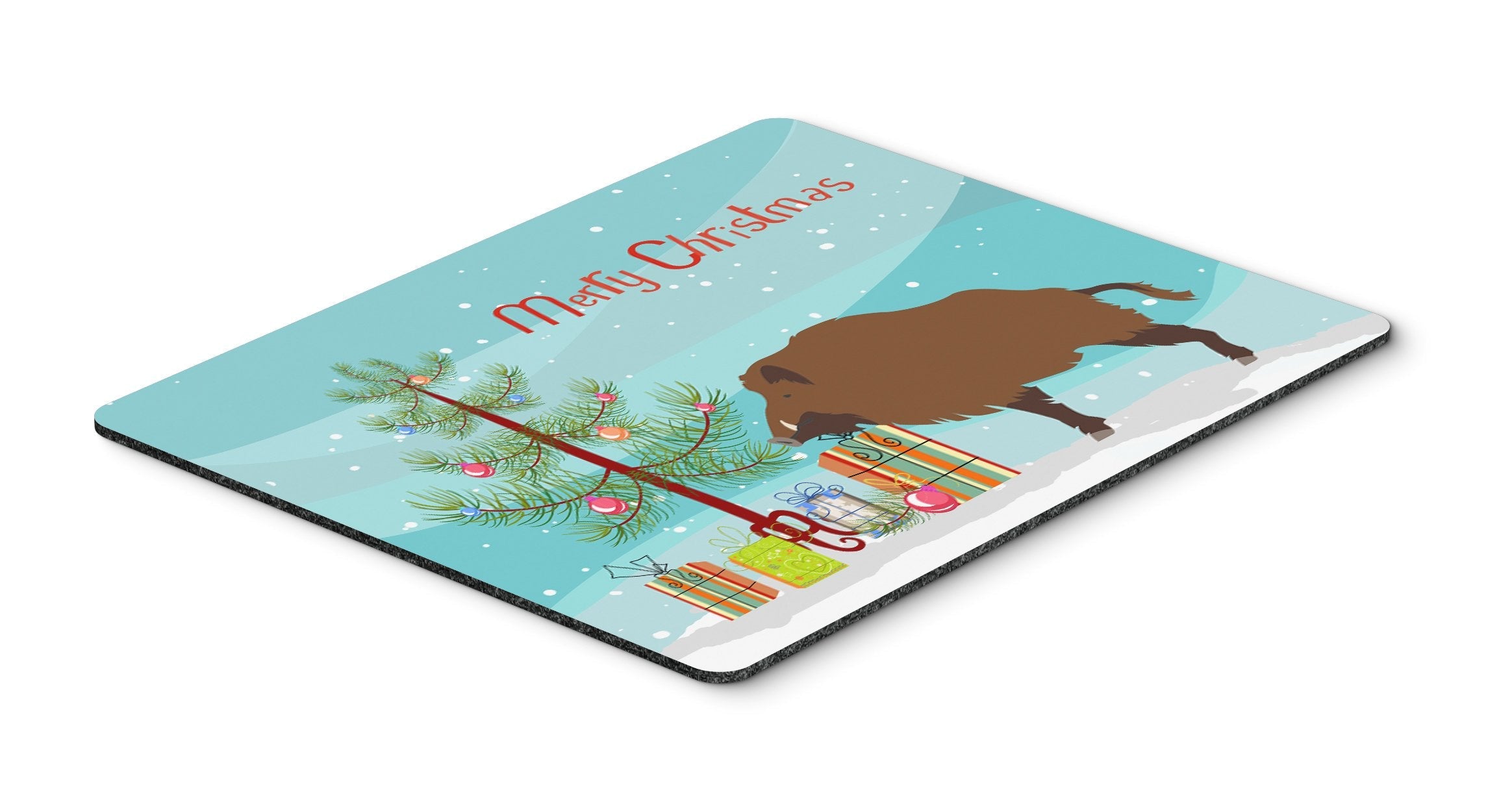 Wild Boar Pig Christmas Mouse Pad, Heat Resistant Trivet Hot Pad , Non Slip Rubber Desk Mat, Kitchen Counter Protector, Home Office Decor Gift