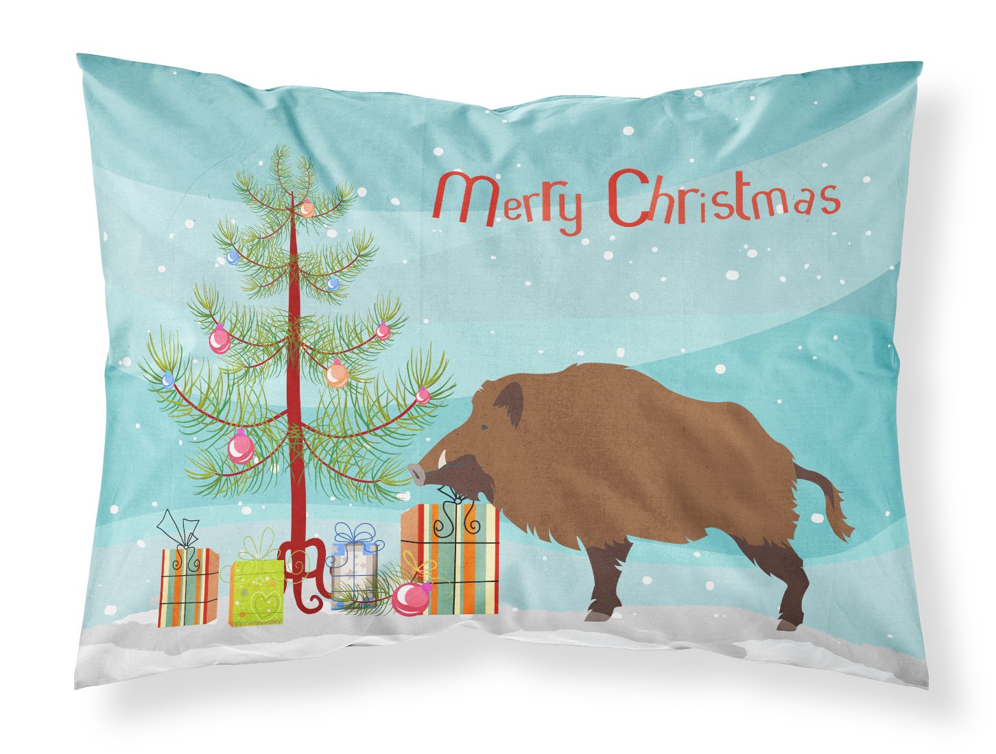 Wild Boar Pig Christmas Standard Pillowcase Lightweight Super Soft Easy Care Decorative Artwork Pillowcase, Standard