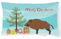 Wild Boar Pig Christmas Decorative Throw Pillow 12x16 Indoor Outdoor Accent Cushion, Fabric Cover with Insert for Sofa, Bed, Porch & Living Room