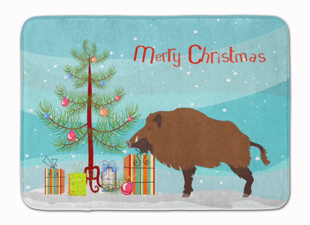 Wild Boar Pig Christmas Memory Foam Kitchen Mat Machine Washable Anti-Fatigue Cushion Comfort Bath or Kitchen Rug