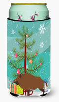Wild Boar Pig Christmas Tall Boy Hugger Can Cooler Sleeve Machine Washable Drink Collapsible Insulator Beverage Insulated Holder