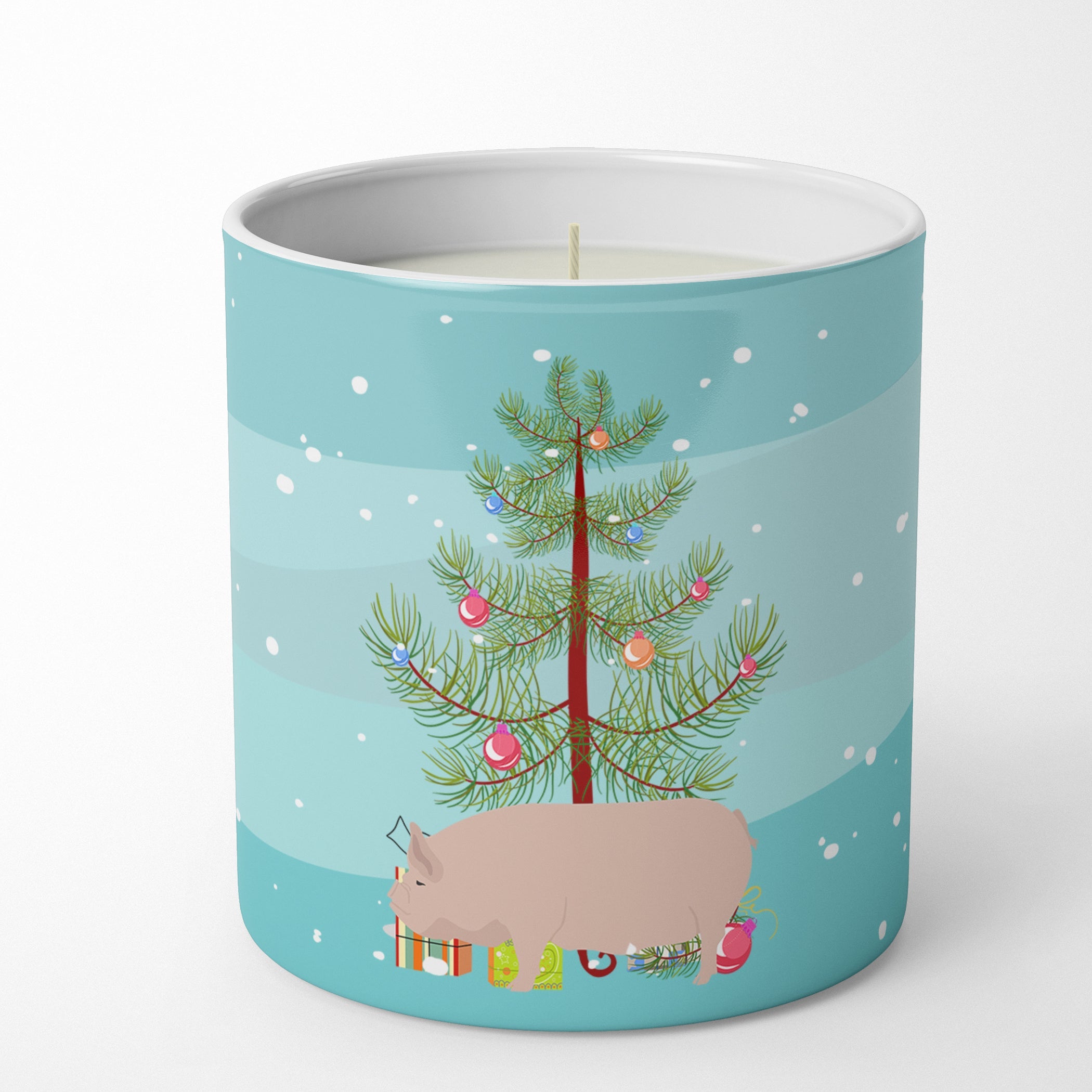 Welsh Pig Christmas Decorative Soy Candle Nature Soy Wax Essential Oil Home Decor Ideal for Bedroom Kitchen Bath Office Gift, 10 oz