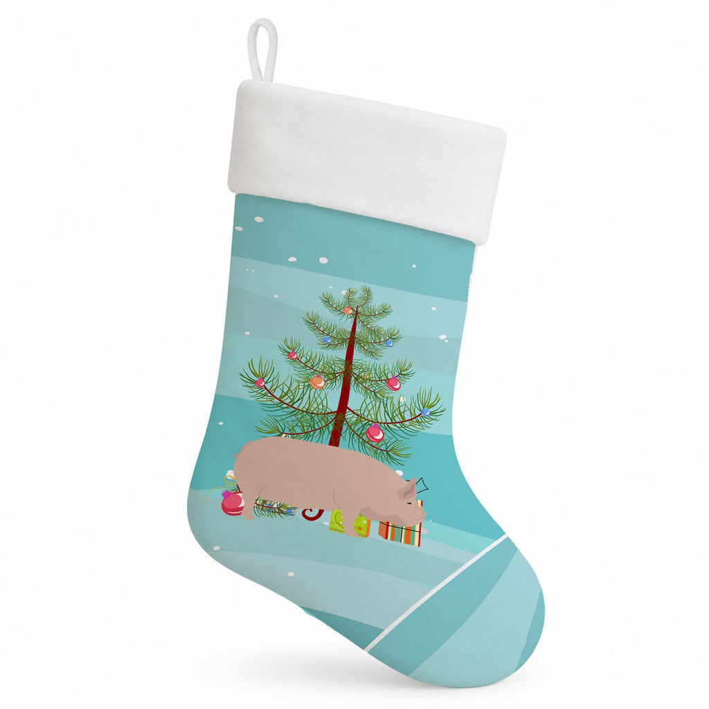 Welsh Pig Christmas Holiday Stocking Double-Sided Print, Polyester Suede,11x18, Made in USA