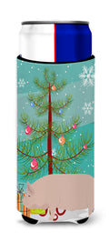 Welsh Pig Christmas Slim Can Hugger , Insulated Foam Hugger for 12 oz Slim Cans, Beer Bottles & Water Bottles, Printed in USA