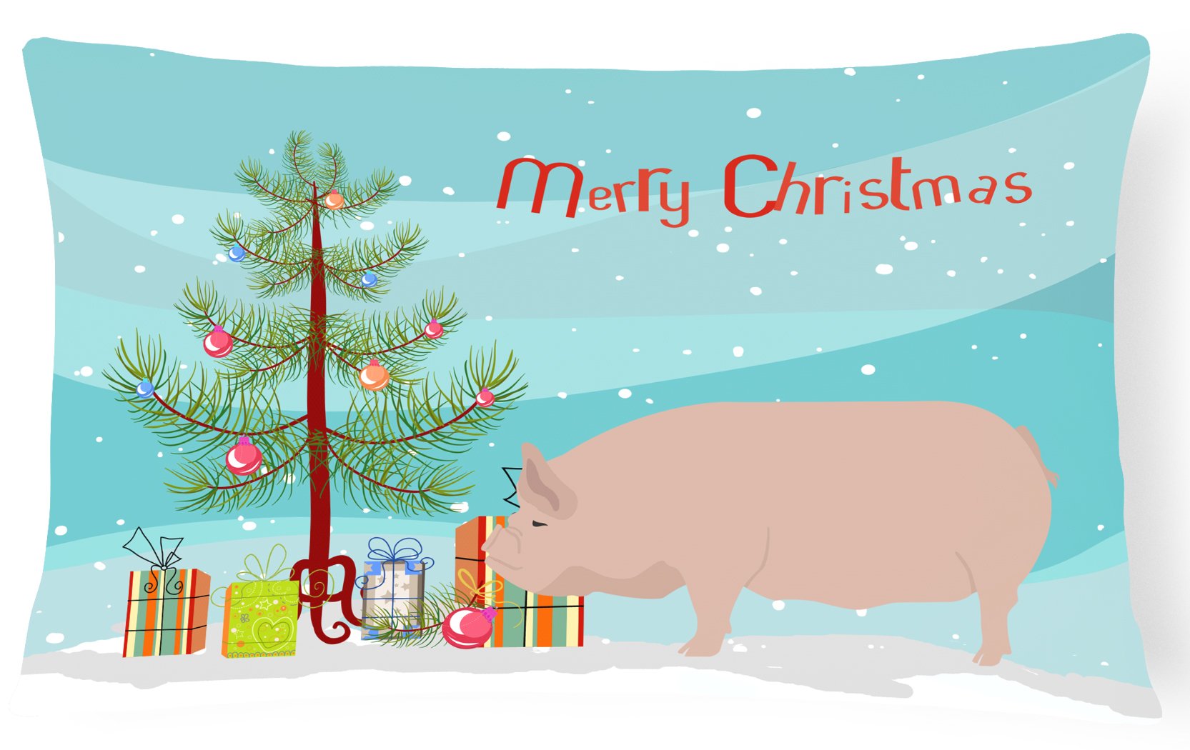 Welsh Pig Christmas Decorative Throw Pillow 12x16 Indoor Outdoor Accent Cushion, Fabric Cover with Insert for Sofa, Bed, Porch & Living Room