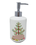 Welsh Pig Christmas Ceramic Soap Dispenser , Empty Refillable Hand Soap Pump Bottle for Bathroom Kitchen