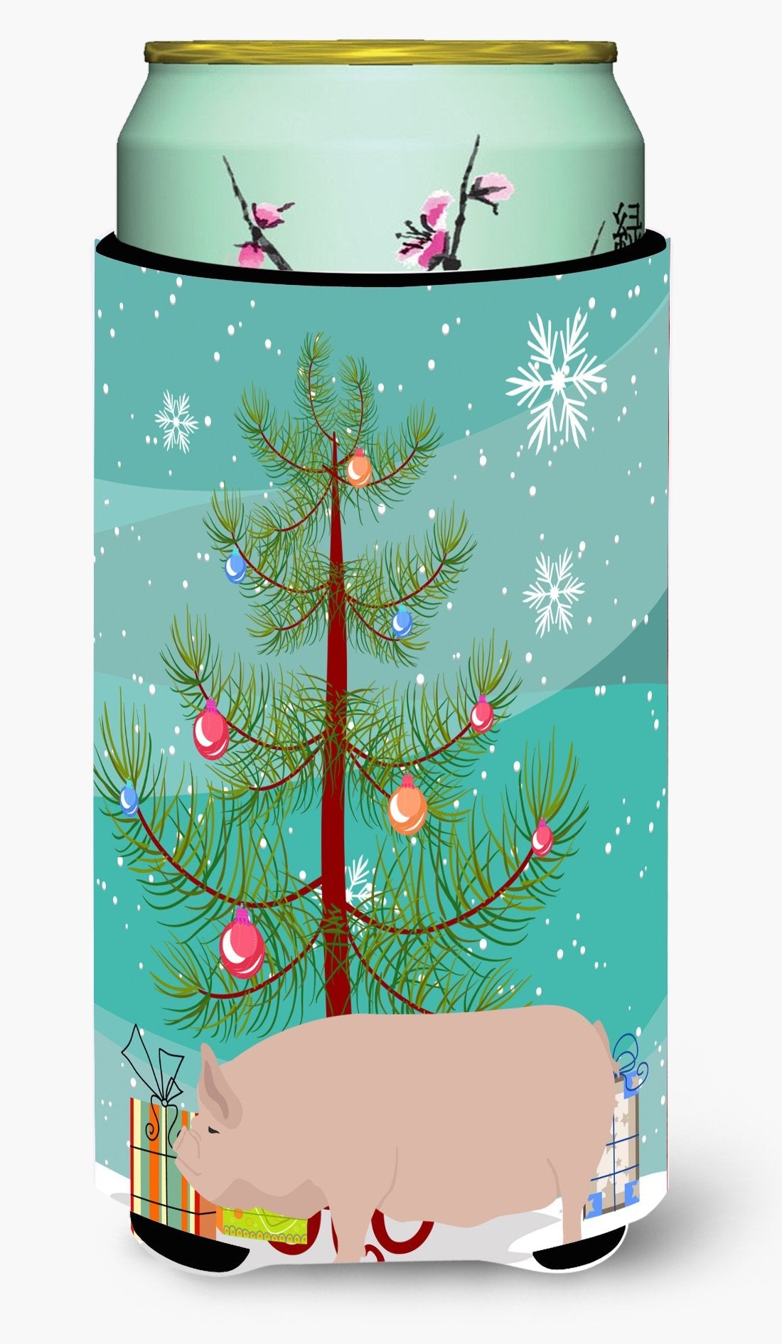 Welsh Pig Christmas Tall Boy Hugger Can Cooler Sleeve Machine Washable Drink Collapsible Insulator Beverage Insulated Holder