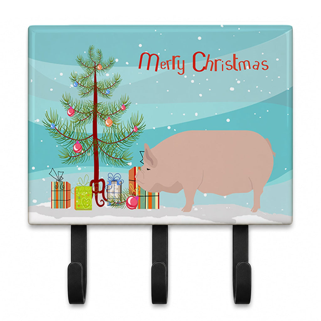 Welsh Pig Christmas Leash or Key Holder Wall Hooks, Coat Rack Wall Mount, for Hanging Keys, Towels, Aprons, Leashes