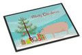 English Large White Pig Christmas Doormat Indoor Outdoor 24H X 36W Front Door Mat Rugs for Entryway, Non Slip Washable Low Pile,