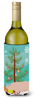 English Large White Pig Christmas Wine Bottle Hugger Gift Sleeve for Standard 750 ml Bottles, Insulated Reusable Also Fits Mini Shot & Pint Bottles