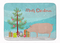 English Large White Pig Christmas Memory Foam Kitchen Mat Machine Washable Anti-Fatigue Cushion Comfort Bath or Kitchen Rug