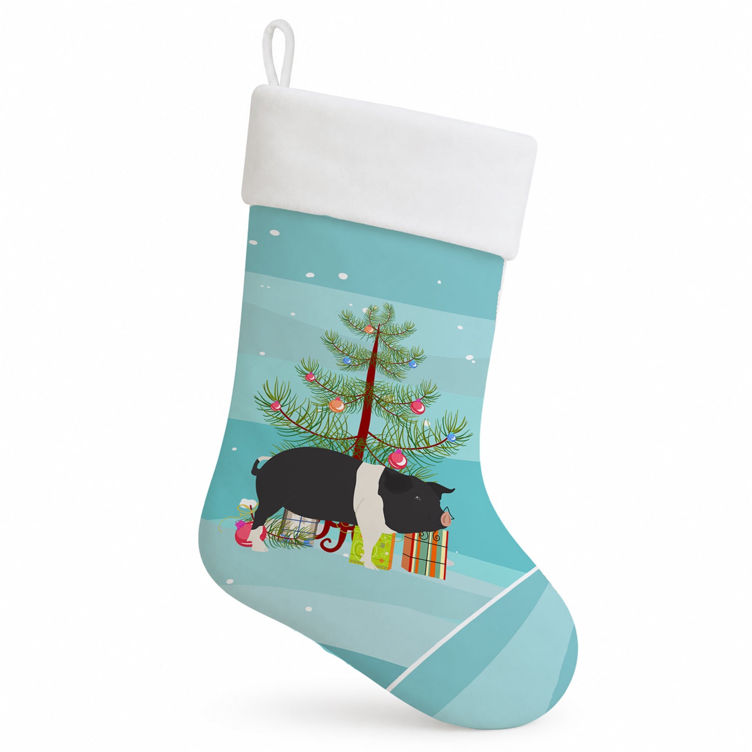 Hampshire Pig Christmas Holiday Stocking Double-Sided Print, Polyester Suede,11x18, Made in USA