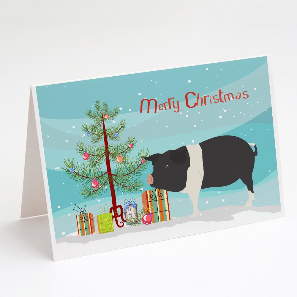 Hampshire Pig Christmas Greeting Cards Pack of 8 Blank Cards with Envelopes Whimsical A7 Size 5x7