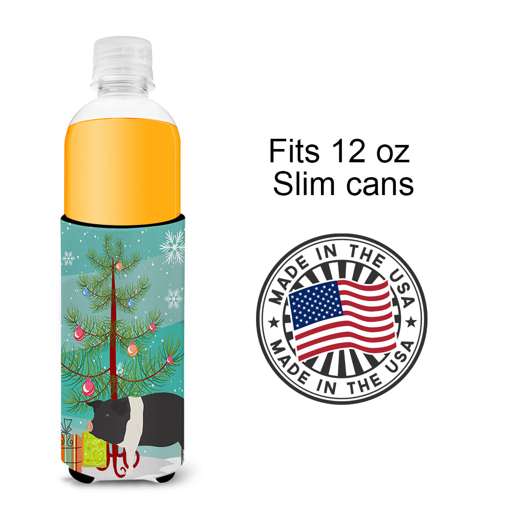 Hampshire Pig Christmas Slim Can Hugger , Insulated Foam Hugger for 12 oz Slim Cans, Beer Bottles & Water Bottles, Printed in USA