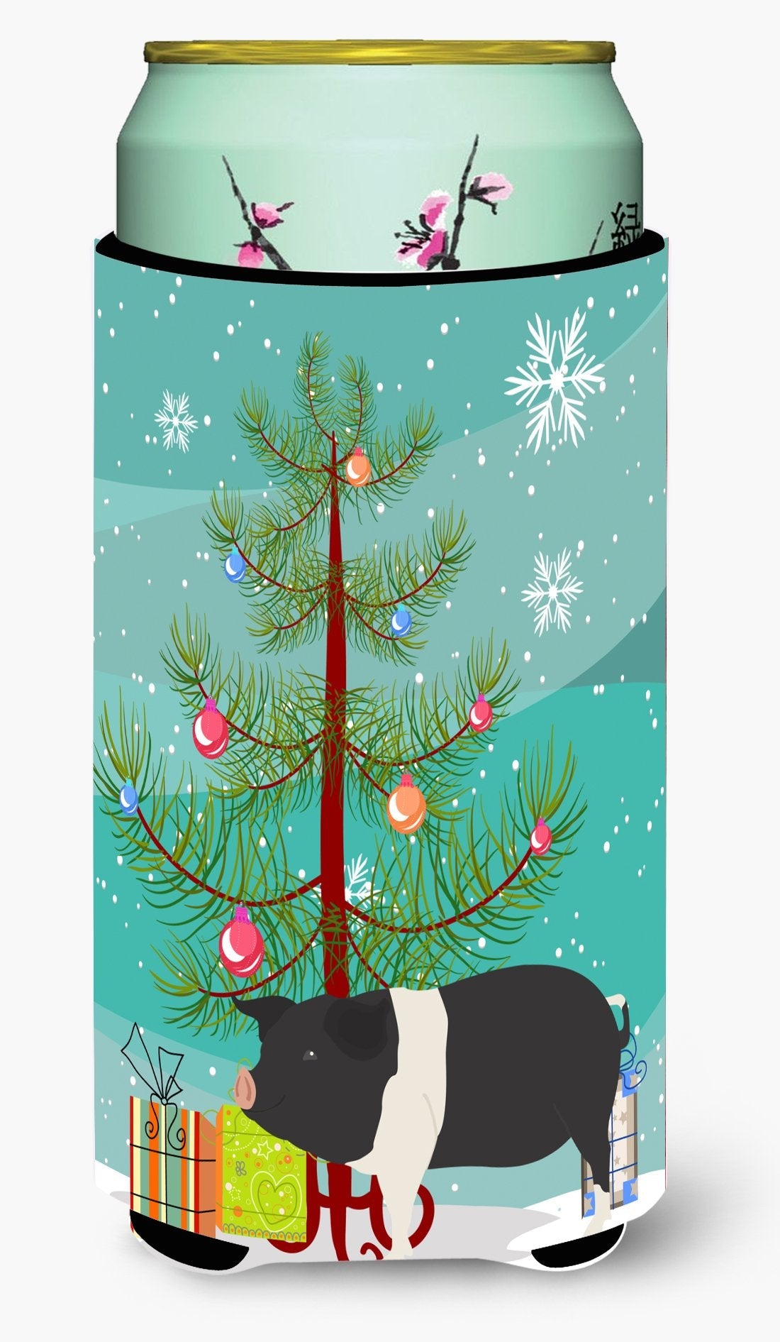 Hampshire Pig Christmas Tall Boy Hugger Can Cooler Sleeve Machine Washable Drink Collapsible Insulator Beverage Insulated Holder