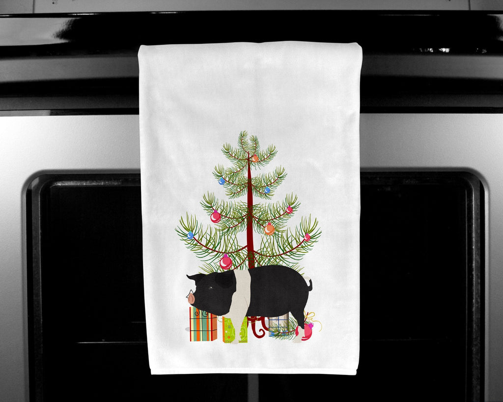 Hampshire Pig Christmas Kitchen Towel Set of 2 White Dish Towels Decorative Bathroom Hand towel for Hand, Face, Hair, Yoga, Tea, Dishcloth, 19 X 28", White