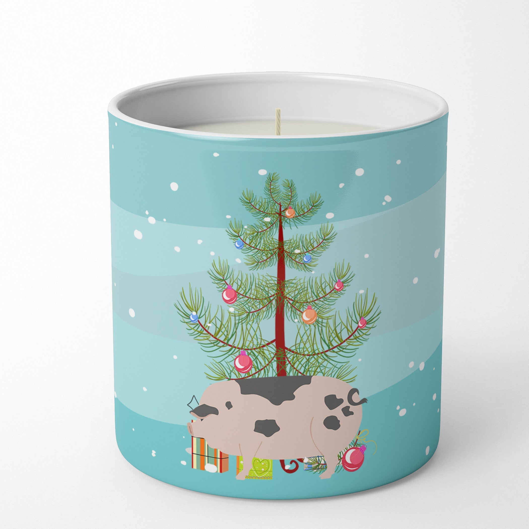 Gloucester Old Spot Pig Christmas Decorative Soy Candle Nature Soy Wax Essential Oil Home Decor Ideal for Bedroom Kitchen Bath Office Gift, 10 oz
