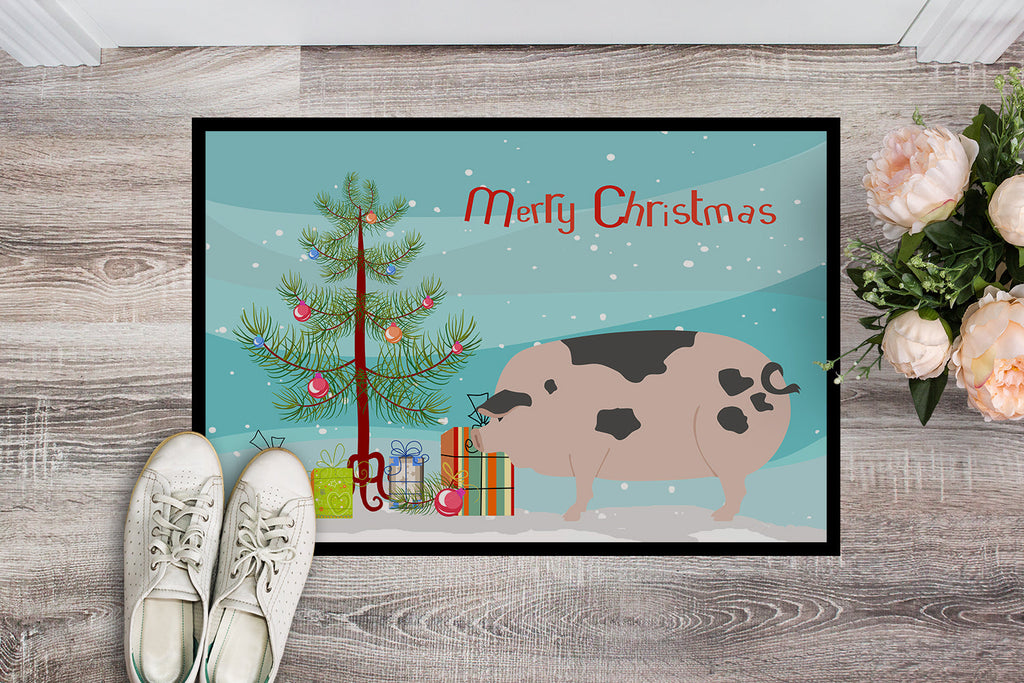 Gloucester Old Spot Pig Christmas Doormat Indoor Outdoor 24H X 36W Front Door Mat Rugs for Entryway, Non Slip Washable Low Pile,