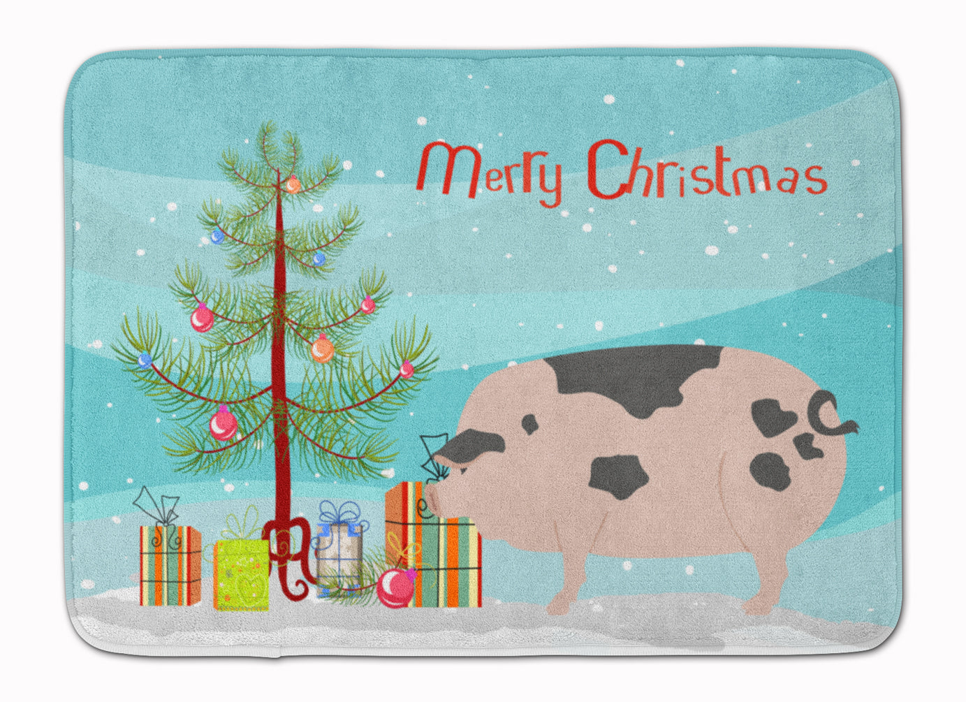 Gloucester Old Spot Pig Christmas Memory Foam Kitchen Mat Machine Washable Anti-Fatigue Cushion Comfort Bath or Kitchen Rug