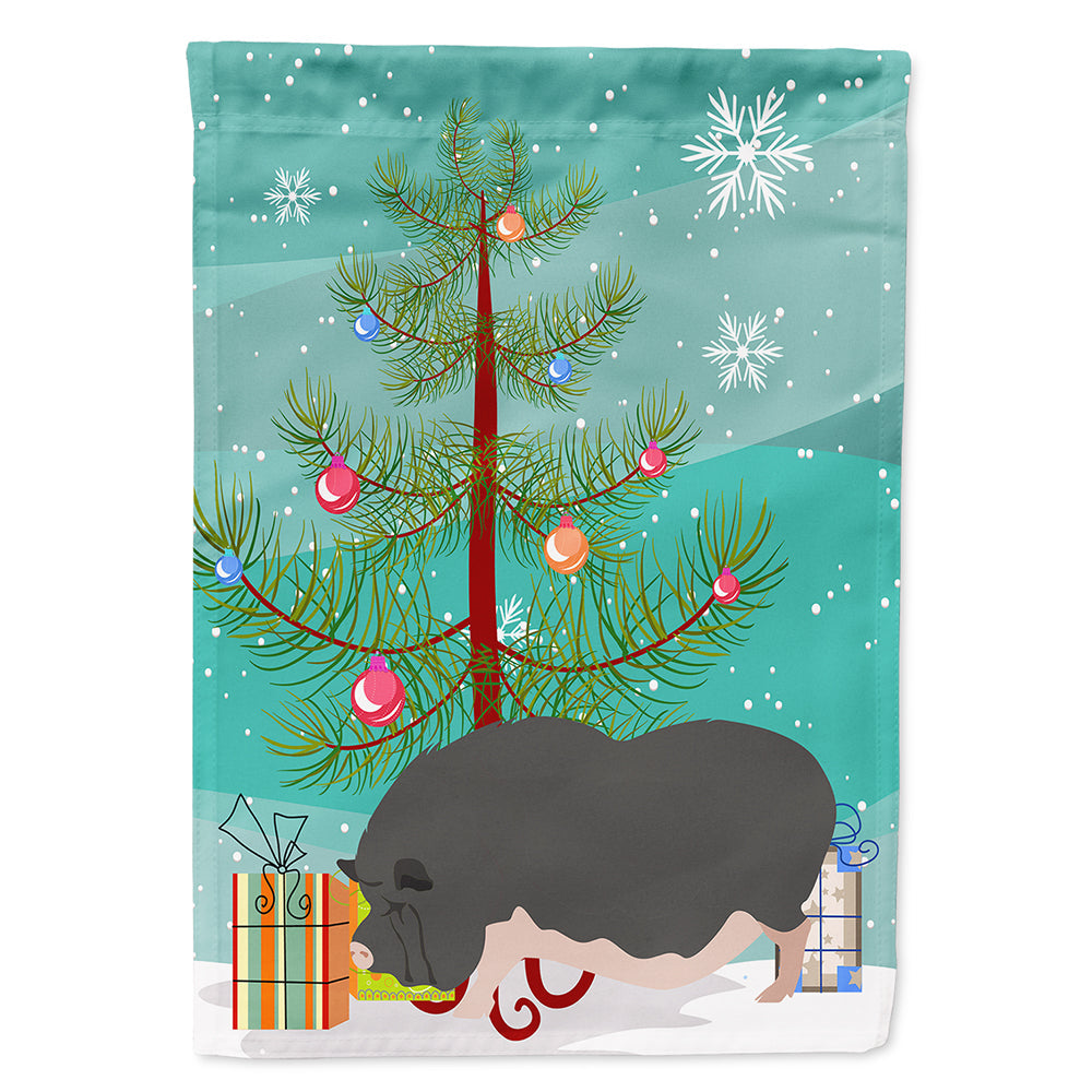 Vietnamese Pot-Bellied Pig Christmas House Flag 28x40 Porch Sleeve Pole Decorative Outside Yard Banner Artwork Wall Hanging, Polyester