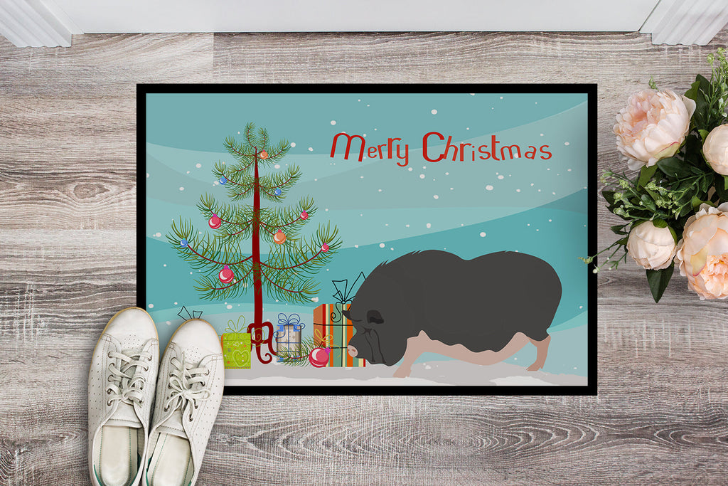 Vietnamese Pot-Bellied Pig Christmas Doormat Indoor Outdoor 24H X 36W Front Door Mat Rugs for Entryway, Non Slip Washable Low Pile,