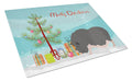 Vietnamese Pot-Bellied Pig Christmas Cutting Board Tempered Glass Kitchen Cutting Surface, Heat Resistant Chopping, Non-Slip Feet, Food Prep & Serving