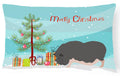 Vietnamese Pot-Bellied Pig Christmas Decorative Throw Pillow 12x16 Indoor Outdoor Accent Cushion, Fabric Cover with Insert for Sofa, Bed, Porch & Living Room