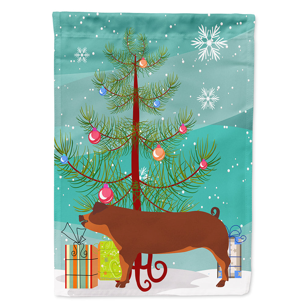 Duroc Pig Christmas House Flag 28x40 Porch Sleeve Pole Decorative Outside Yard Banner Artwork Wall Hanging, Polyester