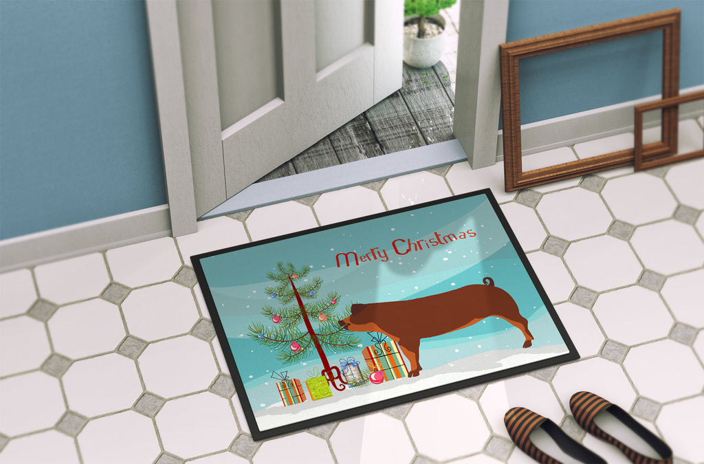 Duroc Pig Christmas Doormat Indoor Outdoor 18H X 27W Front Door Mat Rugs for Entryway, Non Slip Washable