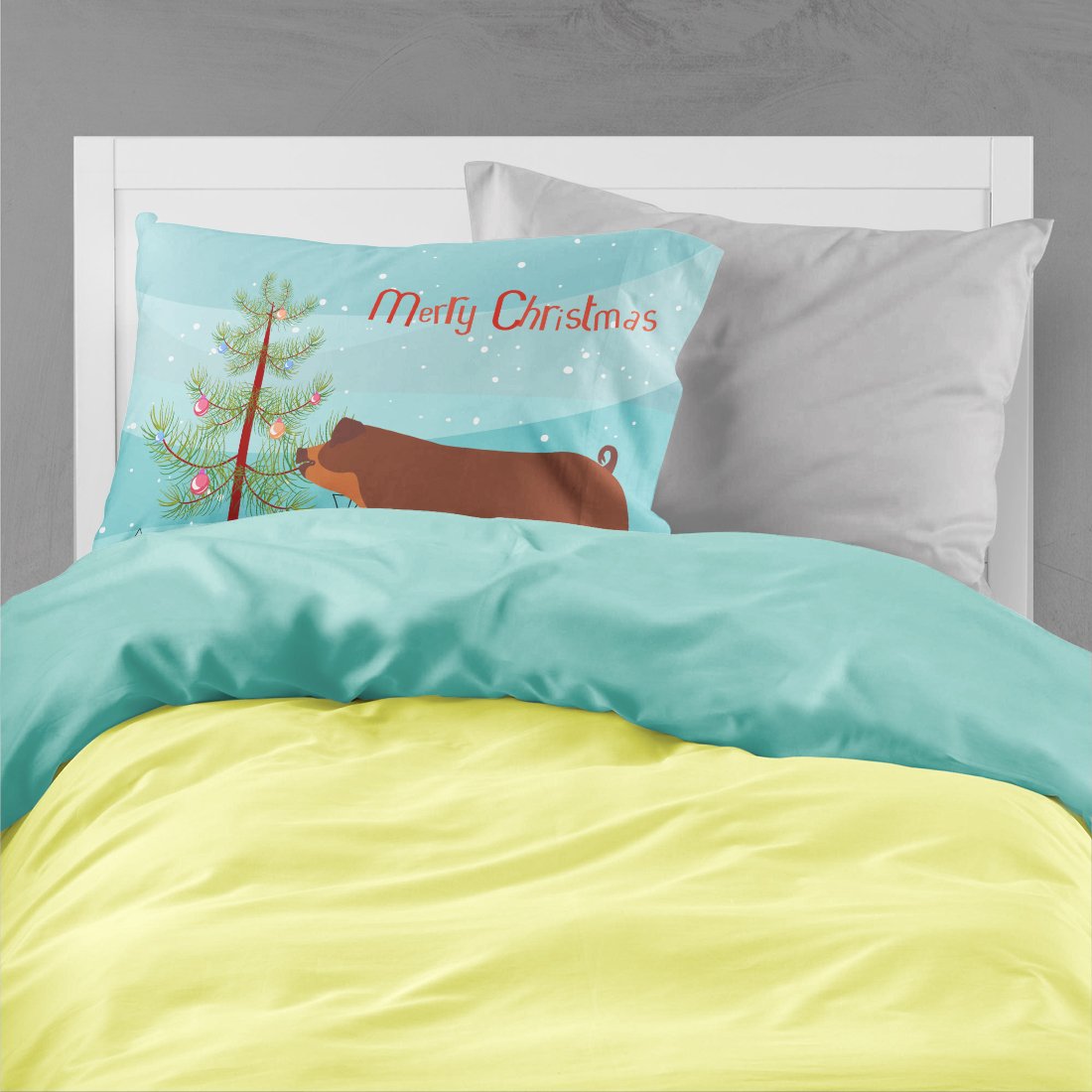 Duroc Pig Christmas Standard Pillowcase Lightweight Super Soft Easy Care Decorative Artwork Pillowcase, Standard