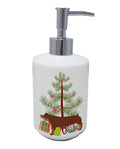 Duroc Pig Christmas Ceramic Soap Dispenser , Empty Refillable Hand Soap Pump Bottle for Bathroom Kitchen