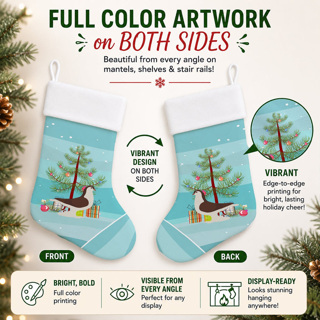 Large Pigeon Christmas Holiday Stocking Double-Sided Print, Polyester Suede,11x18, Made in USA