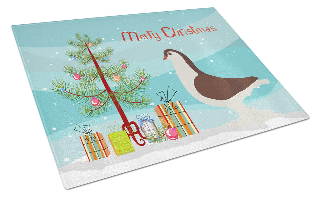 Large Pigeon Christmas Cutting Board Tempered Glass Kitchen Cutting Surface, Heat Resistant Chopping, Non-Slip Feet, Food Prep & Serving