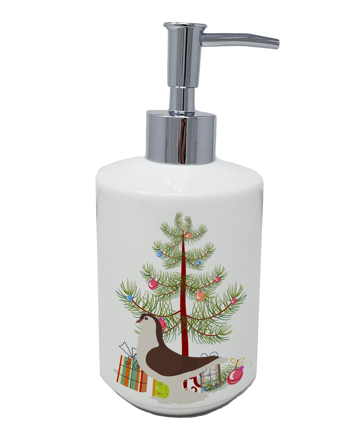 Large Pigeon Christmas Ceramic Soap Dispenser , Empty Refillable Hand Soap Pump Bottle for Bathroom Kitchen