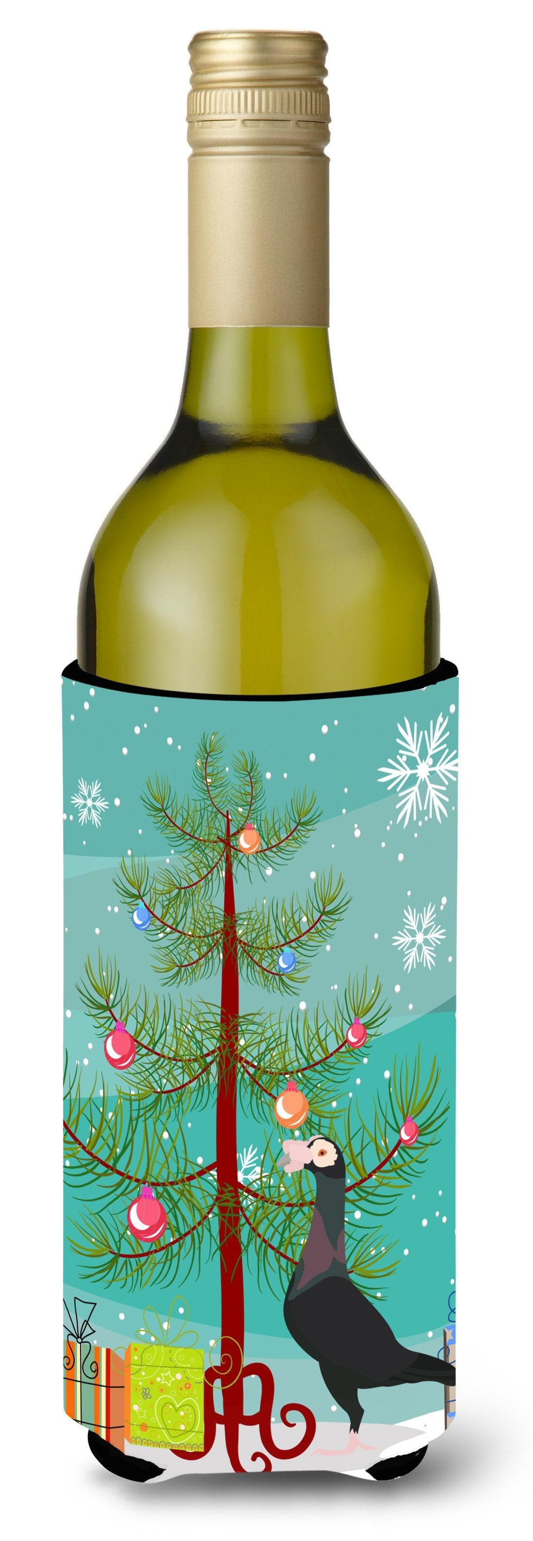 English Carrier Pigeon Christmas Wine Bottle Hugger Gift Sleeve for Standard 750 ml Bottles, Insulated Reusable Also Fits Mini Shot & Pint Bottles