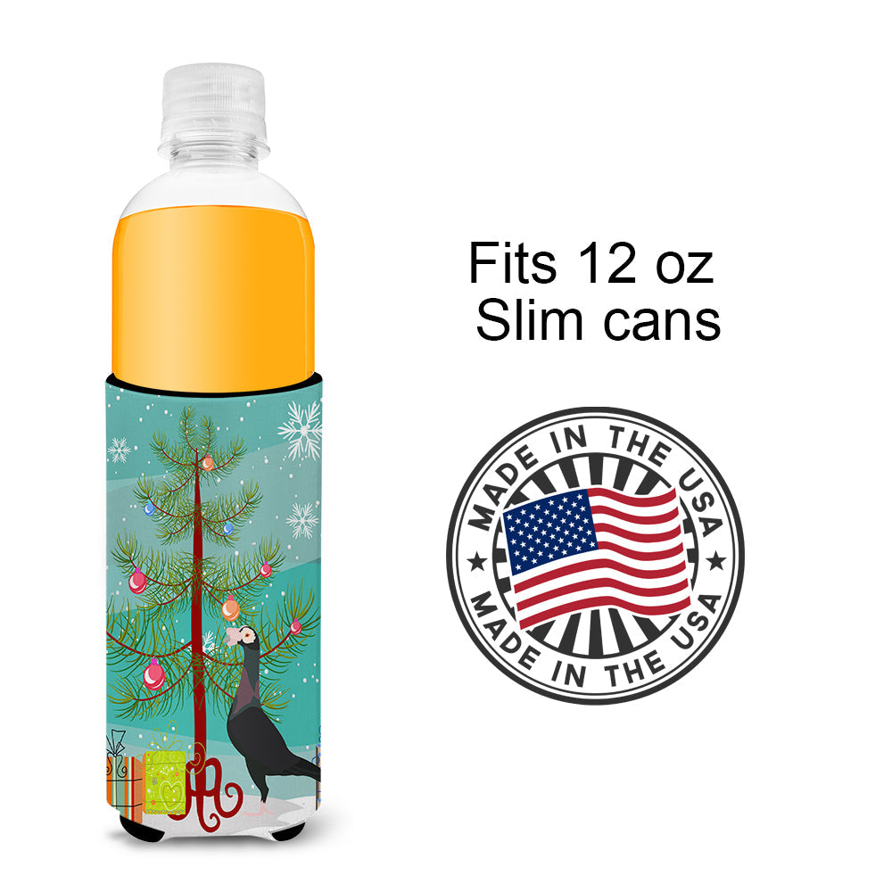 English Carrier Pigeon Christmas Slim Can Hugger , Insulated Foam Hugger for 12 oz Slim Cans, Beer Bottles & Water Bottles, Printed in USA