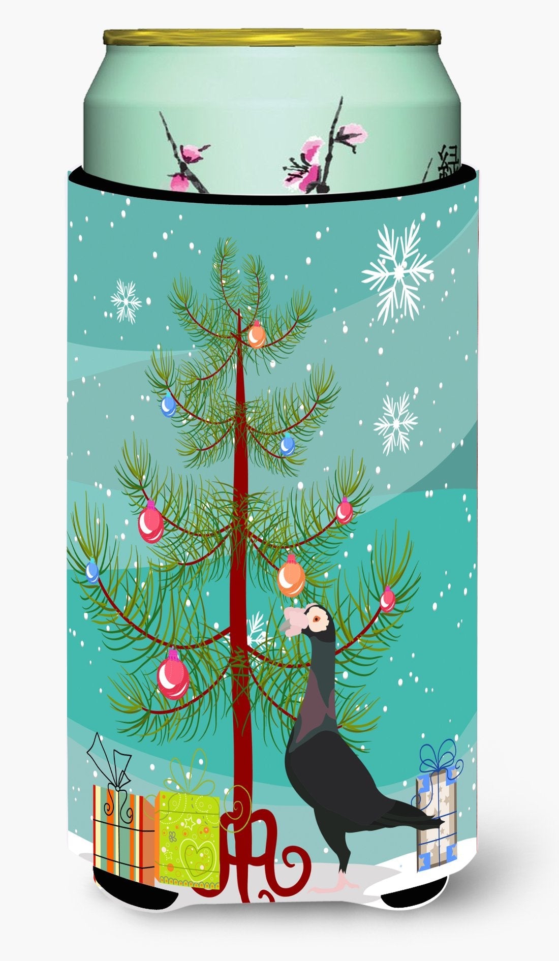 English Carrier Pigeon Christmas Tall Boy Hugger Can Cooler Sleeve Machine Washable Drink Collapsible Insulator Beverage Insulated Holder