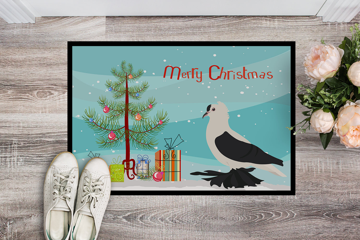 Saxon Fairy Swallow Pigeon Christmas Doormat Indoor Outdoor 18H X 27W Front Door Mat Rugs for Entryway, Non Slip Washable