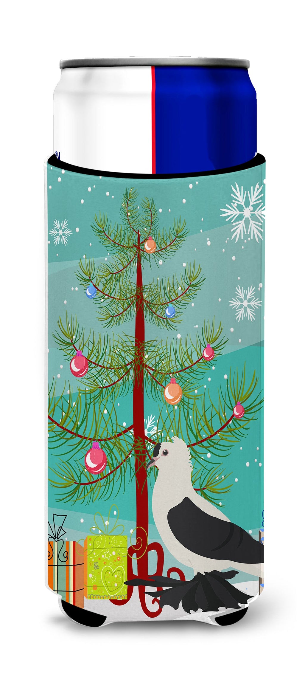 Saxon Fairy Swallow Pigeon Christmas Slim Can Hugger , Insulated Foam Hugger for 12 oz Slim Cans, Beer Bottles & Water Bottles, Printed in USA