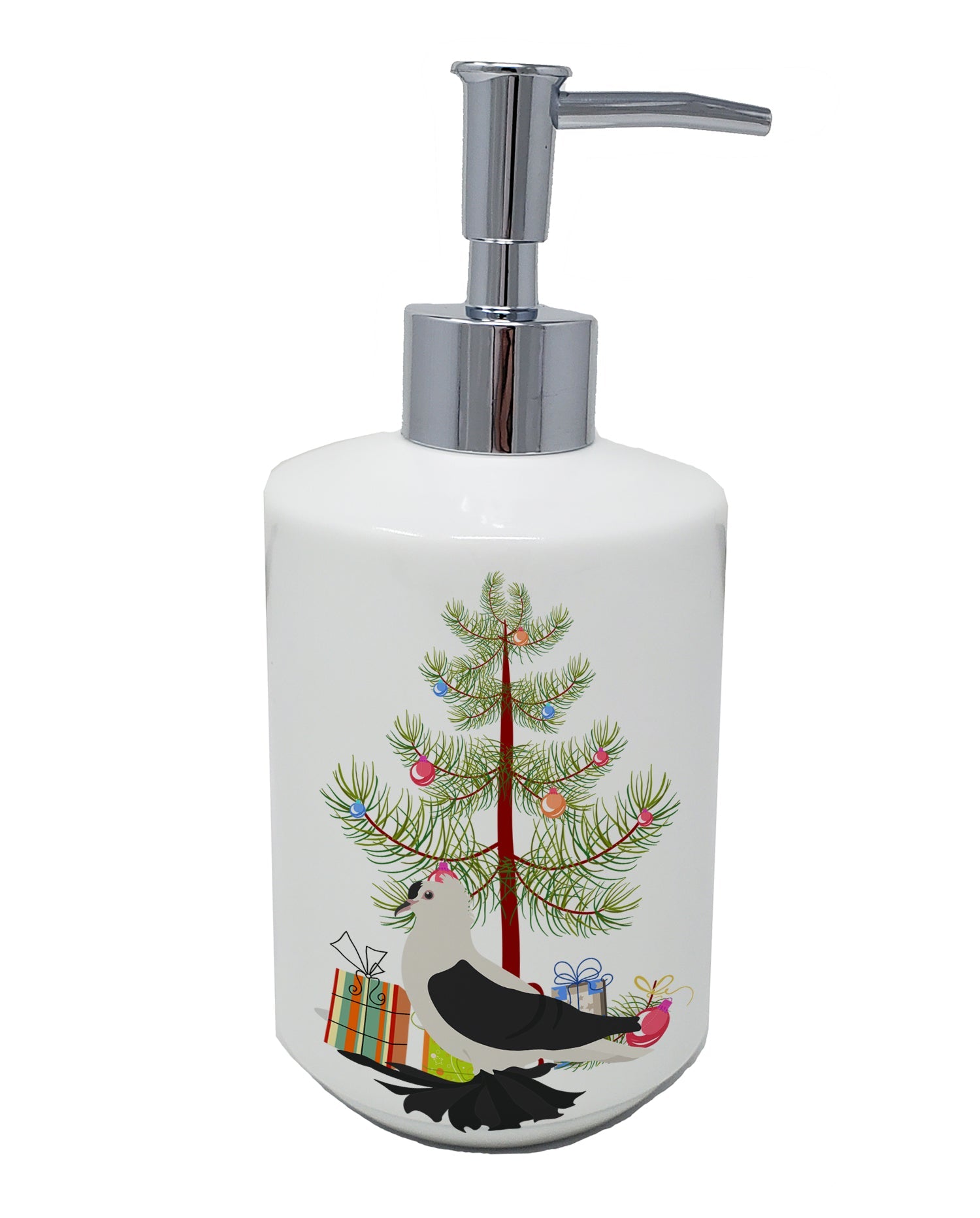 Saxon Fairy Swallow Pigeon Christmas Ceramic Soap Dispenser , Empty Refillable Hand Soap Pump Bottle for Bathroom Kitchen