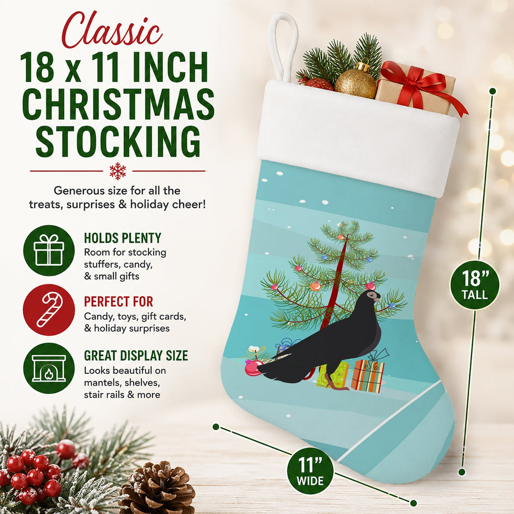 Budapest Highflyer Pigeon Christmas Holiday Stocking Double-Sided Print, Polyester Suede,11x18, Made in USA