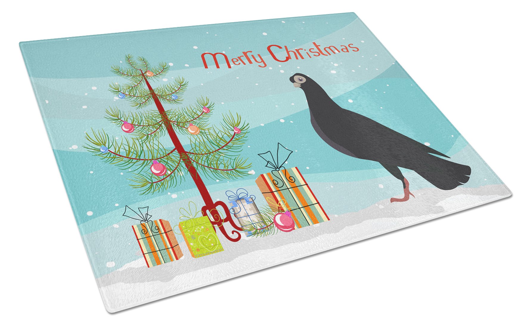 Budapest Highflyer Pigeon Christmas Cutting Board Tempered Glass Kitchen Cutting Surface, Heat Resistant Chopping, Non-Slip Feet, Food Prep & Serving