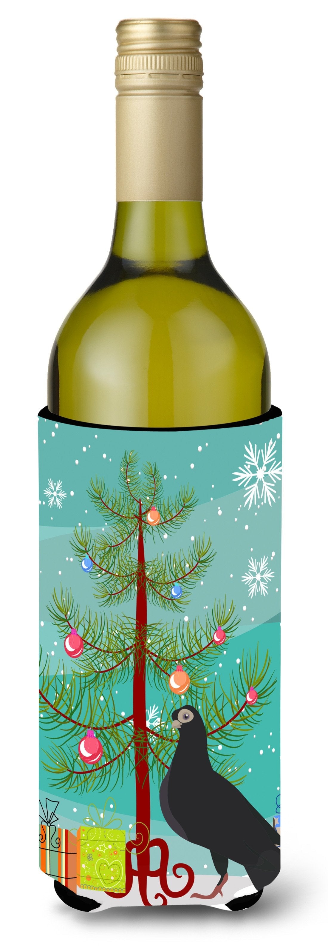 Budapest Highflyer Pigeon Christmas Wine Bottle Hugger Gift Sleeve for Standard 750 ml Bottles, Insulated Reusable Also Fits Mini Shot & Pint Bottles