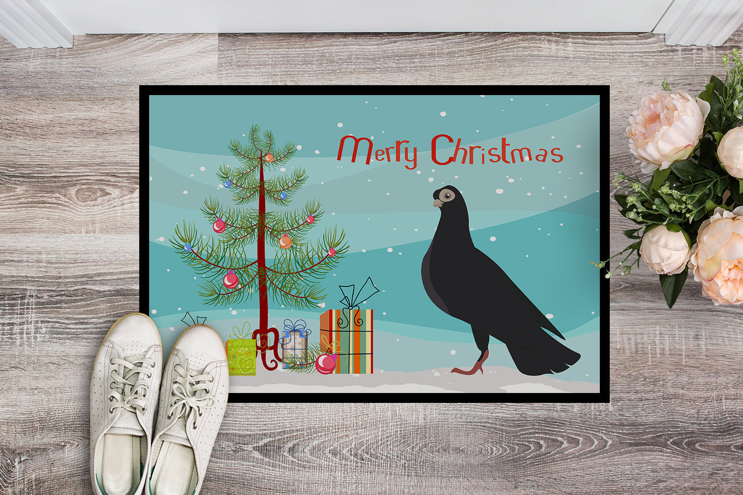 Budapest Highflyer Pigeon Christmas Doormat Indoor Outdoor 18H X 27W Front Door Mat Rugs for Entryway, Non Slip Washable