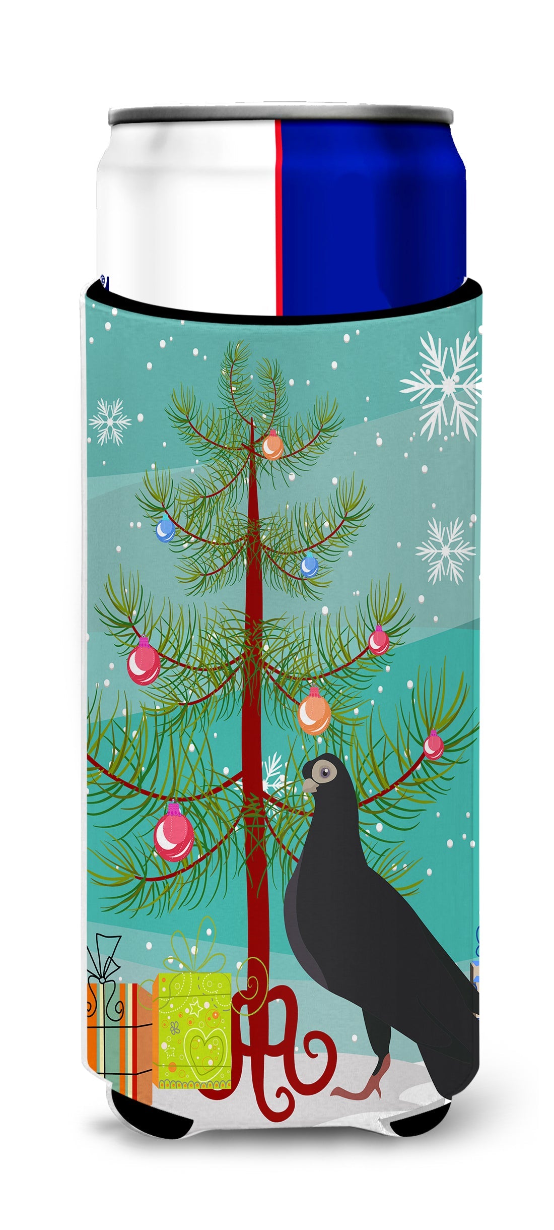 Budapest Highflyer Pigeon Christmas Slim Can Hugger , Insulated Foam Hugger for 12 oz Slim Cans, Beer Bottles & Water Bottles, Printed in USA