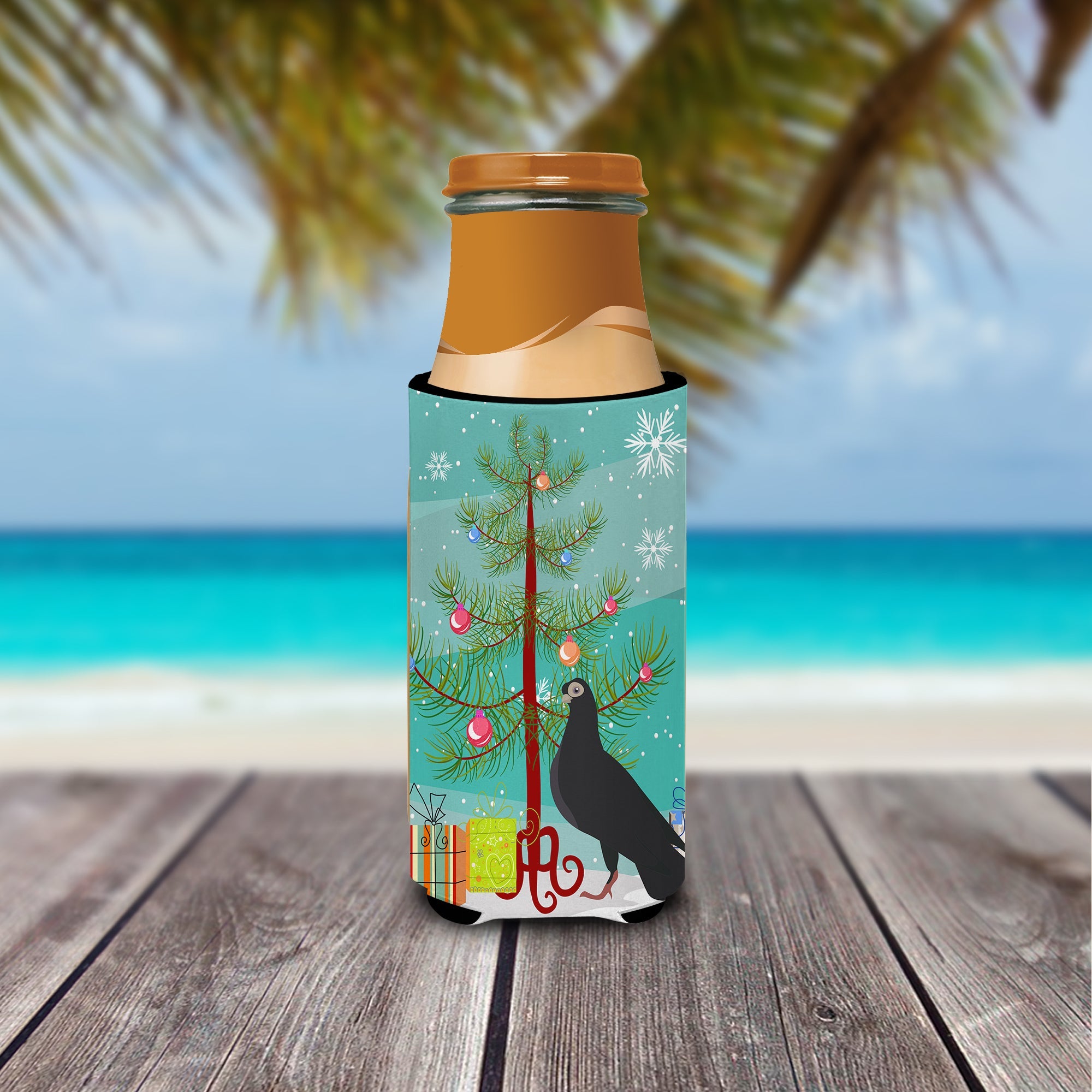 Budapest Highflyer Pigeon Christmas Slim Can Hugger , Insulated Foam Hugger for 12 oz Slim Cans, Beer Bottles & Water Bottles, Printed in USA
