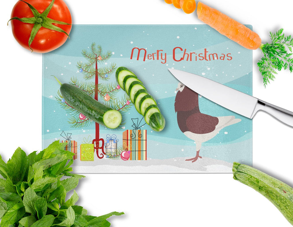 Capuchin Red Pigeon Christmas Cutting Board Tempered Glass Kitchen Cutting Surface, Heat Resistant Chopping, Non-Slip Feet, Food Prep & Serving