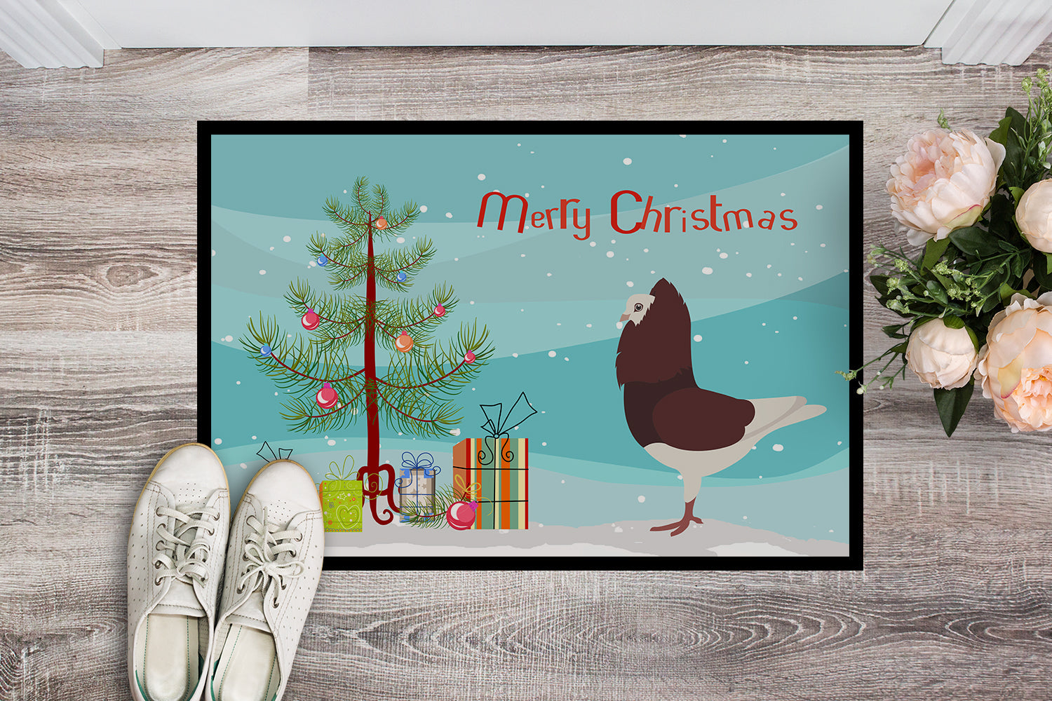 Capuchin Red Pigeon Christmas Doormat Indoor Outdoor 18H X 27W Front Door Mat Rugs for Entryway, Non Slip Washable