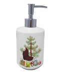 Capuchin Red Pigeon Christmas Ceramic Soap Dispenser , Empty Refillable Hand Soap Pump Bottle for Bathroom Kitchen